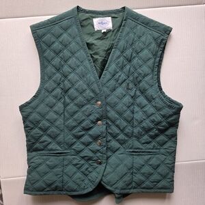 Miller's Vintage Classic Green Quilted Riding Vest Snap Closure Size M